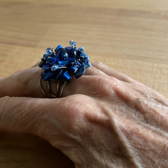 Blue beaded ring - Picture 2 of 4